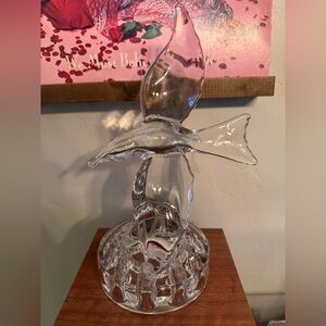 Cambridge Glass clear crystal "Seagull" flower frog